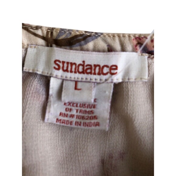 Sundance Top Womens Large Blouse 100% Silk Floral Beaded Boho Paisley Sheer - Picture 4 of 10